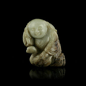 A Joyful Jade Carving of Ming Dynasty(15th-16th C.)