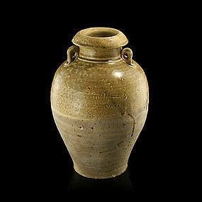 A Decent Straw-Glazed Vase of Six Dynasties(AD220-589)