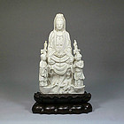 A Triad Blac De Chine Guanyin Statue of Qing Dynasty