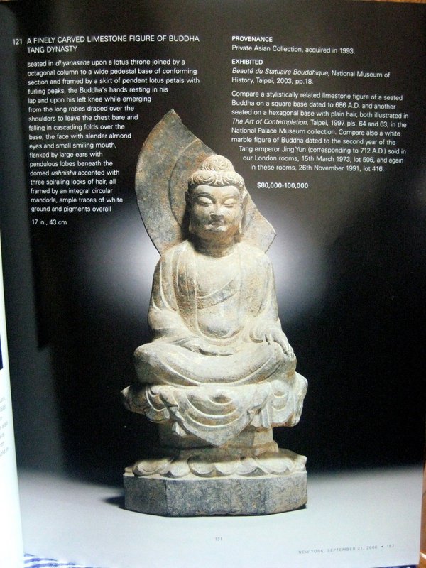 A Finely Carved Limestone Figure Of Buddha of Tang Dy.