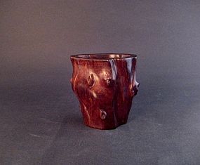 A Beautiful Huanhuali Brush Pot of Qing Dynasty