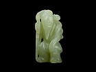 An Interesting White Jade Carving of A Longevity