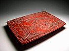 A Cinnabar Lacquered Wood Tray of Qing Dynasty