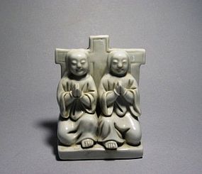A Blanc De Chine Statue of Catholic Pupils of 19th C.