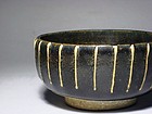 Cizhou Black-Glazed Tea Bowl with Unique Vertical Ribs