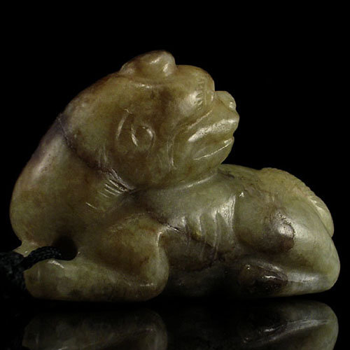 A Charming Nephrite Jade Bixie of Yuan Dynasty,13th C.