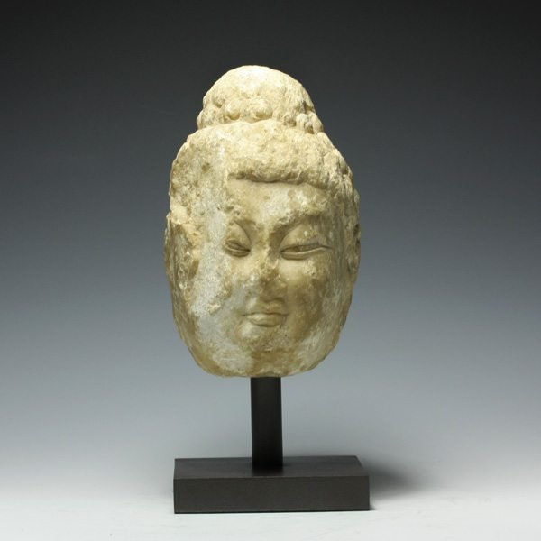 A Great Marble Buddha's Head of Tang Dynasty, 618-907