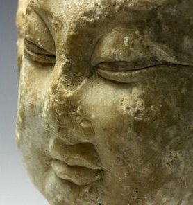 A Great Marble Buddha's Head of Tang Dynasty, 618-907