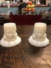 Pair of Figural Black Boy Milk Glass Toothpick/Candle Holders C1880