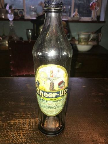 Rare Glass Bottle of Cheer-Up Cherry Pure Fruit Juice