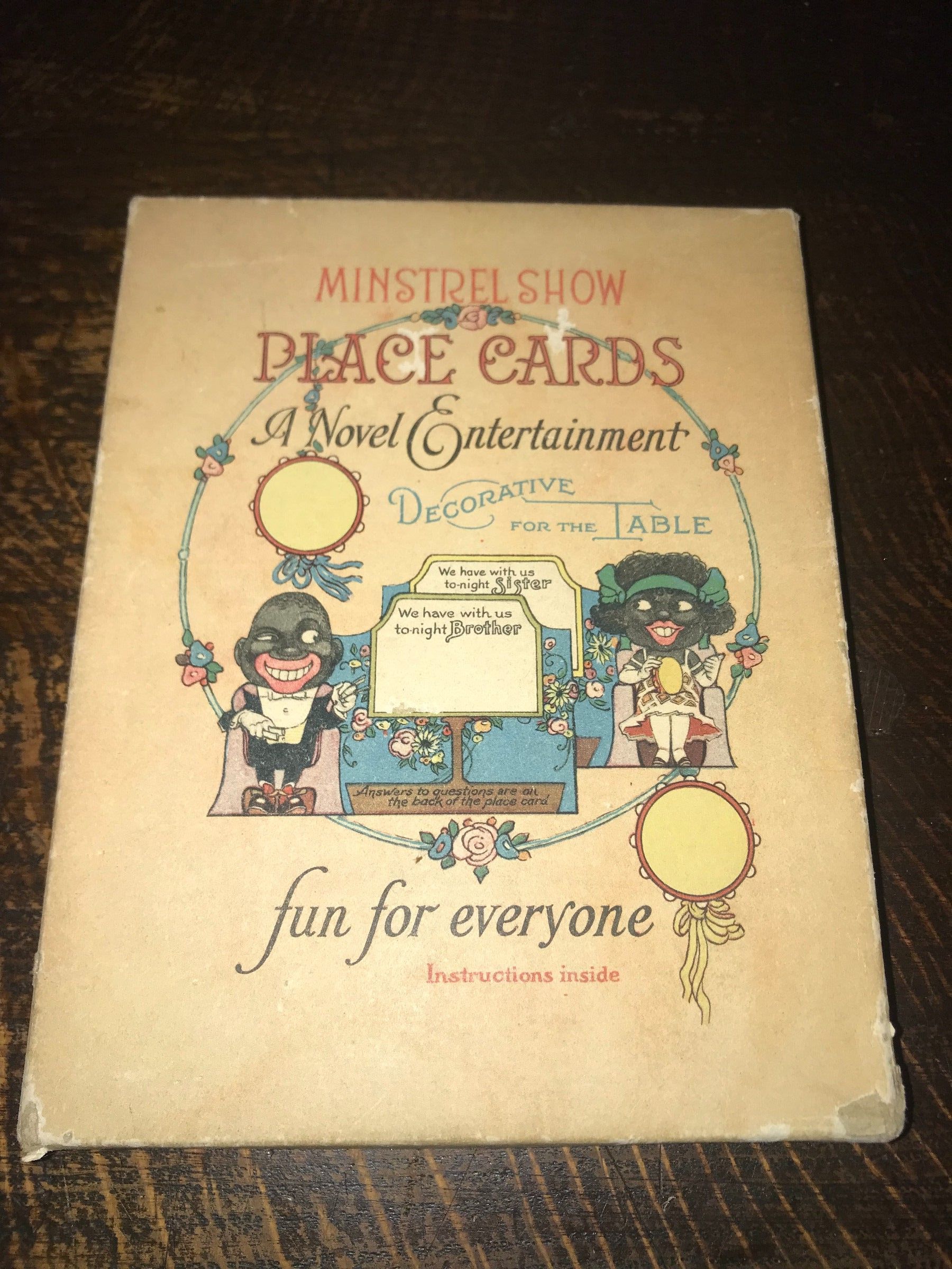 Minstrel Show Entertainment Place Cards and Box