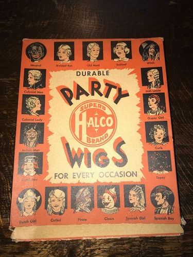 Halco Brand Black Americana Party Wig and Box