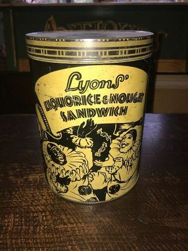 Rare  C.1920's Lyons Liquorice & Nougat  Shop Display Candy Tin