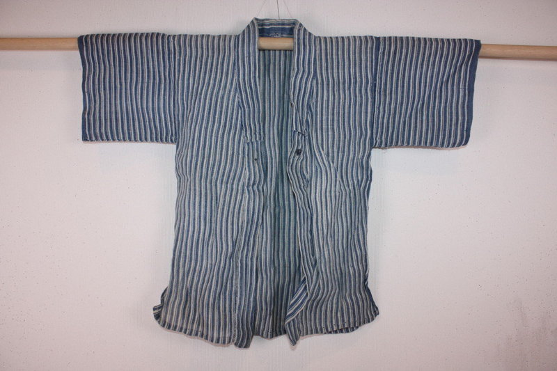 Edo Indigo dye Stripes-katazome Child kimono