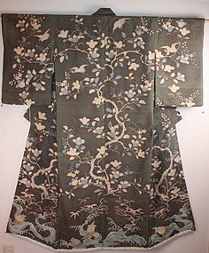 Edo silk tsumugi yuzen kimono textile