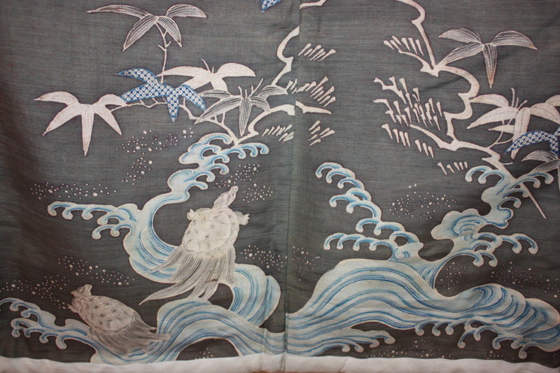 Edo silk tsumugi yuzen kimono textile