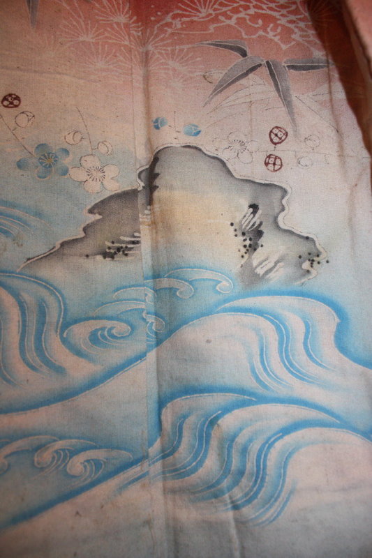 Meiji benibana-dye yuzen cotton Child kimono