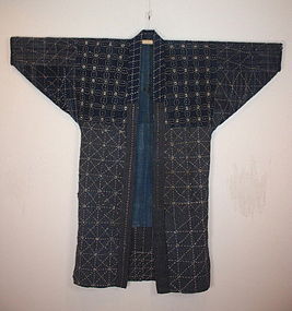 Meiji sashiko Indigo dye cotton noragi hanten