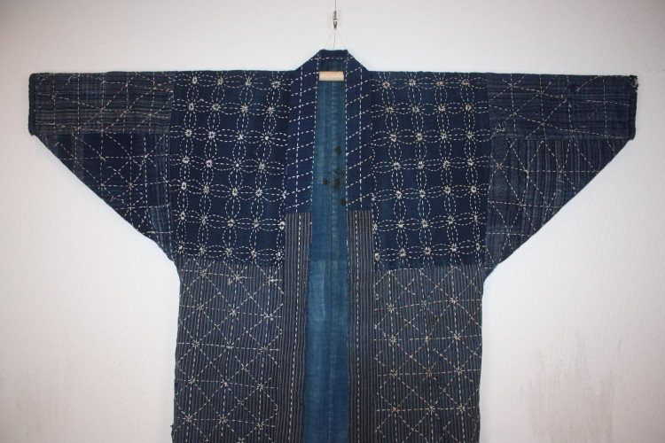 Meiji sashiko Indigo dye cotton noragi hanten