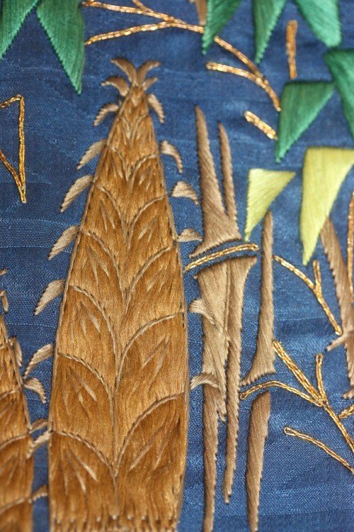 Edo rinzu silk fukusa textile bamboo and bamboo shoots