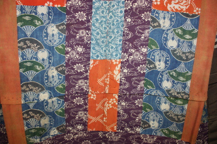 Edo yosegire Patchwork itajime katazome silk kimono