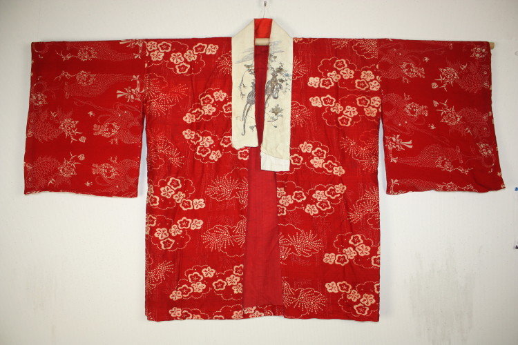 Edo itajime(katazome) chirimen-silk hanjyuban