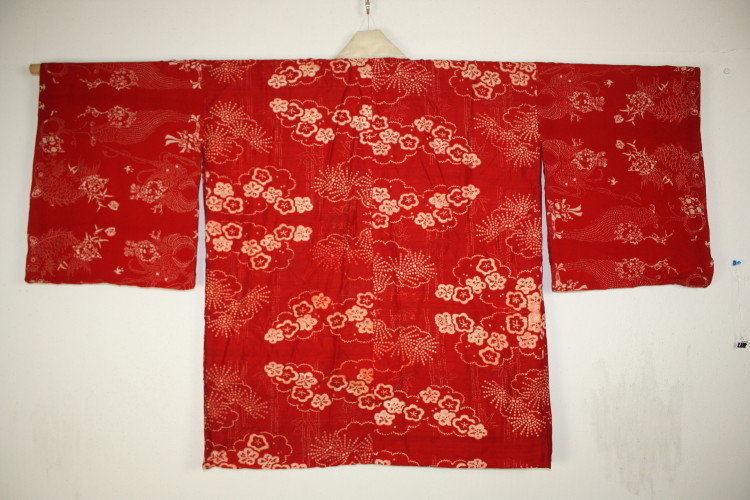 Edo itajime(katazome) chirimen-silk hanjyuban