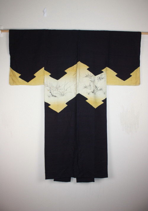 Edo nanako-weave silk katsugi kimono very rare