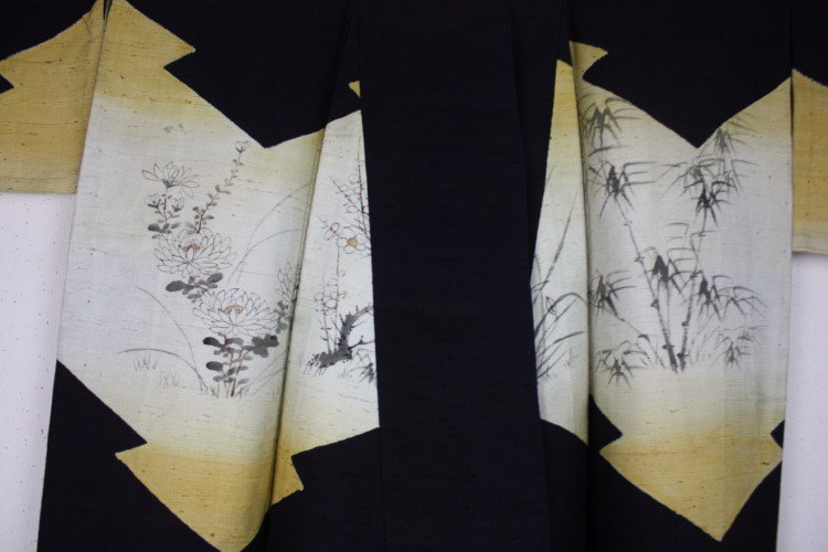 Edo nanako-weave silk katsugi kimono very rare