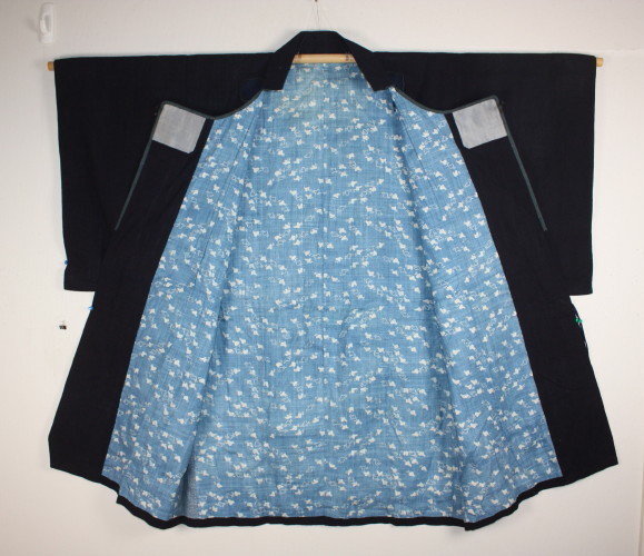 Edo Indigo dye cotton dotyugi coat of hand-spun