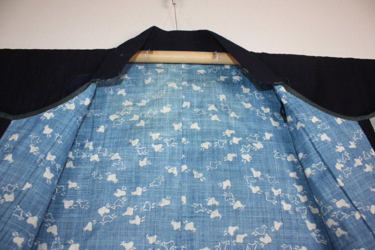 Edo Indigo dye cotton dotyugi coat of hand-spun