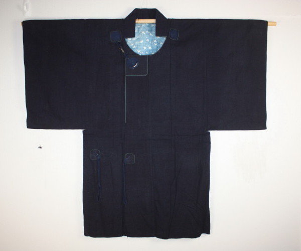 Edo Indigo dye cotton dotyugi coat of hand-spun