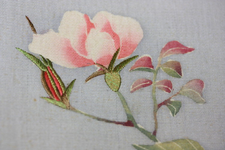 Japanese edo-meiji silk yuzen-dye fukusa textile