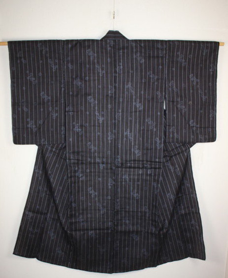 Japanese Indigo dye Stripe and weave hitoe kimono