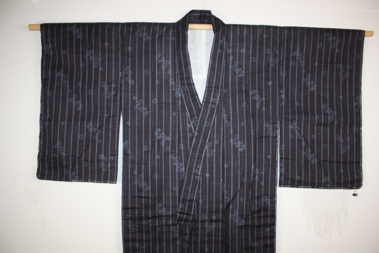 Japanese Indigo dye Stripe and weave hitoe kimono