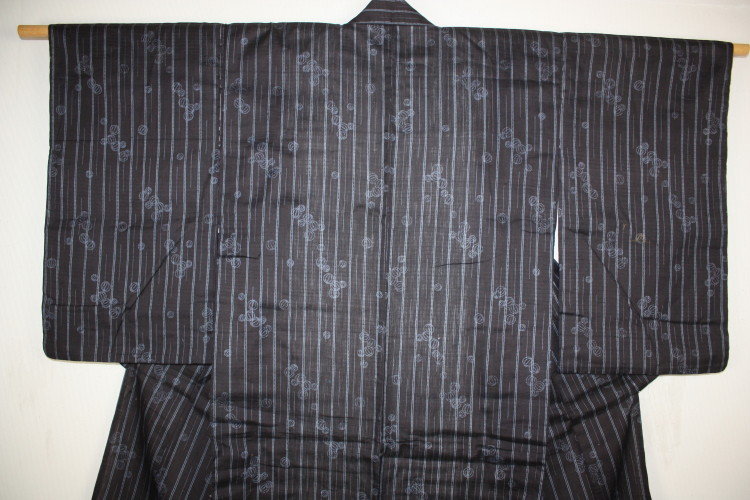 Japanese Indigo dye Stripe and weave hitoe kimono