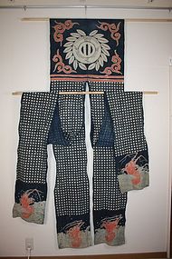 Edo tsutsugaki horse Cover textile Indigo dye hand-spun