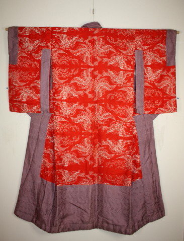 Meiji beni-itajime silk hagoromo jyuban kimono textile