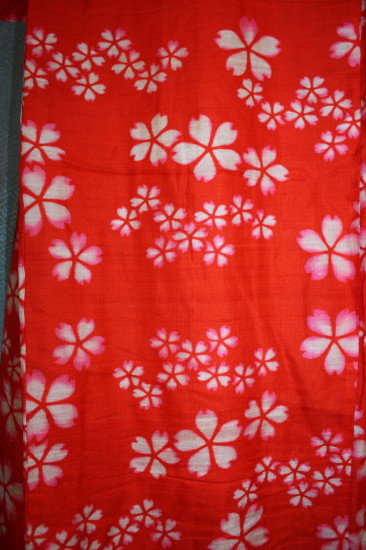 Meiji beni-itajime katazome silk jyuban kimono textile