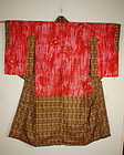 Meiji beni-shibori silk jyuban kimono textile