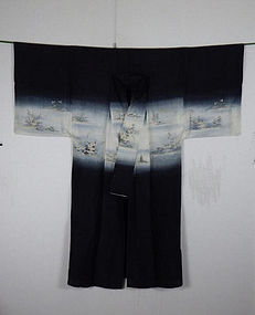 Japanese meiji beautif katsugi-yuzen Kimono textile