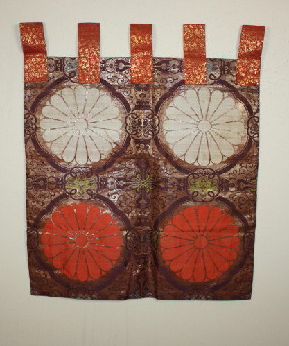 Japanese Meiji kinran silk nishijin textile uchishiki