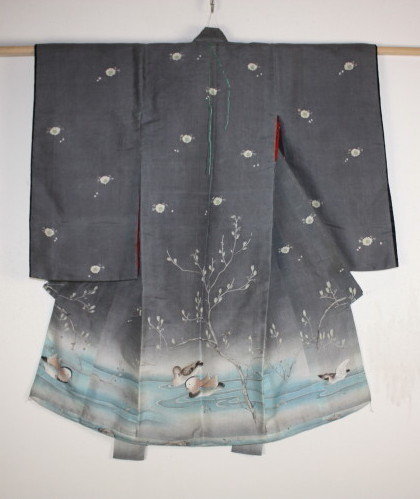 edo yuzen-dye silk Child kimono textile