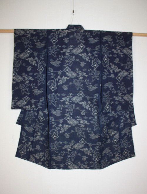 Edo echigo-jyofu hemp Indigo dye kasuri Child kimono