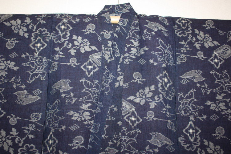 Edo echigo-jyofu hemp Indigo dye kasuri Child kimono