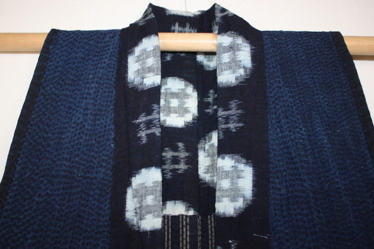 Meiji Indigo dye cotton syonai-sashiko noragi textile