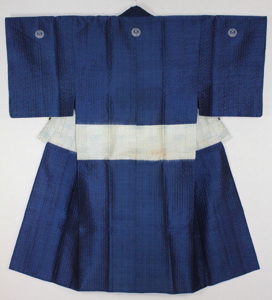 Edo samurai shijira Noshime silk indigo dye kimono