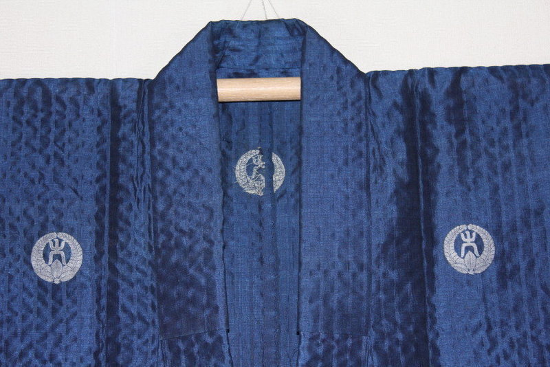 Edo samurai shijira Noshime silk indigo dye kimono