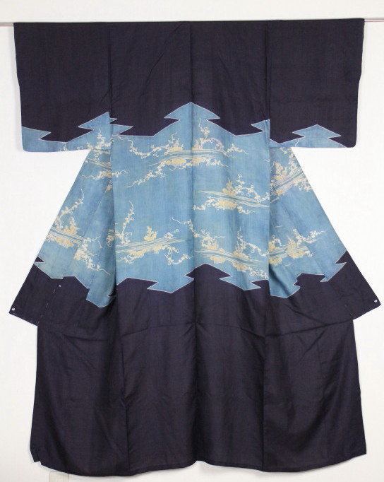 Edo silk Katsugi Indigo Dyed Yuzen picture