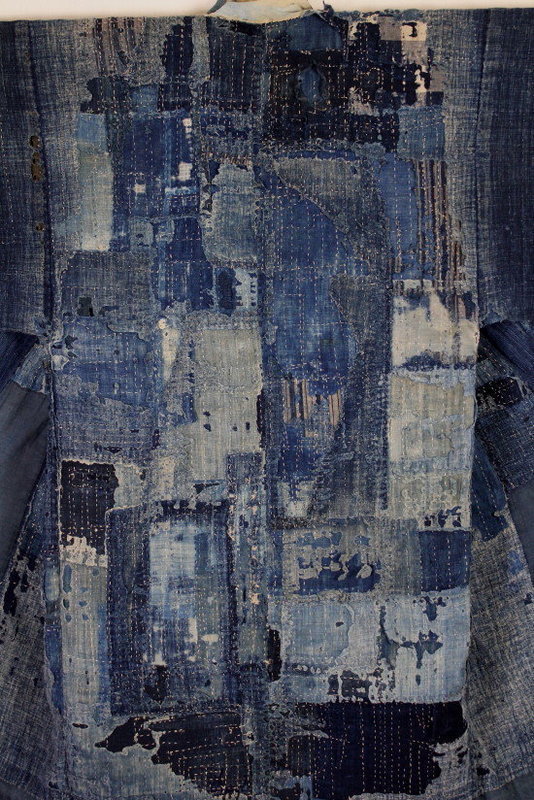 Amazing Edo Boro Patched Sashiko-stitch Indigo Cotton